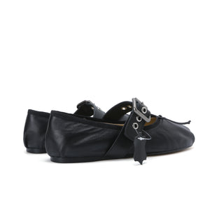 Elegance Genuine Lambskin Buckle Ballet Flats by Nostalgia Fashion New York